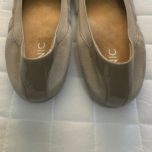 Vionic Neva Patent Leather Suede Ballet Flats Buckle Taupe | Size 6 - Women's - Picture 4 of 7